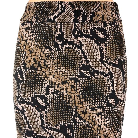 Zara Brown Snake Animal Print High Waist Straight Pencil Knee Length Skirt Sz XS - Picture 4 of 6